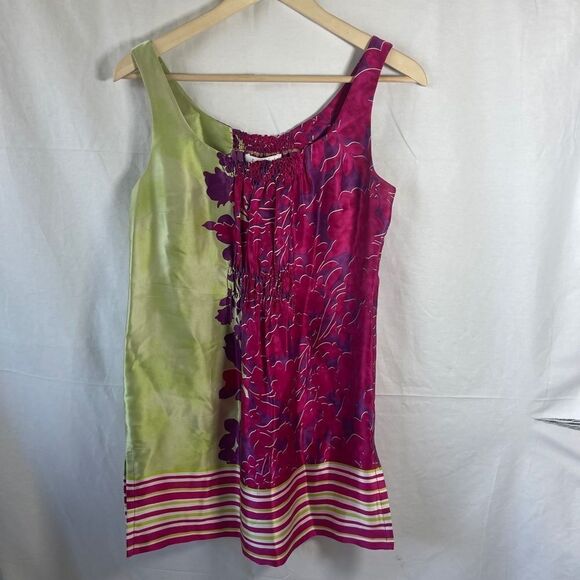 CAbi Cosmo 100% Silk Floral Sleeveless Tunic Top Sz S - Picture 3 of 9